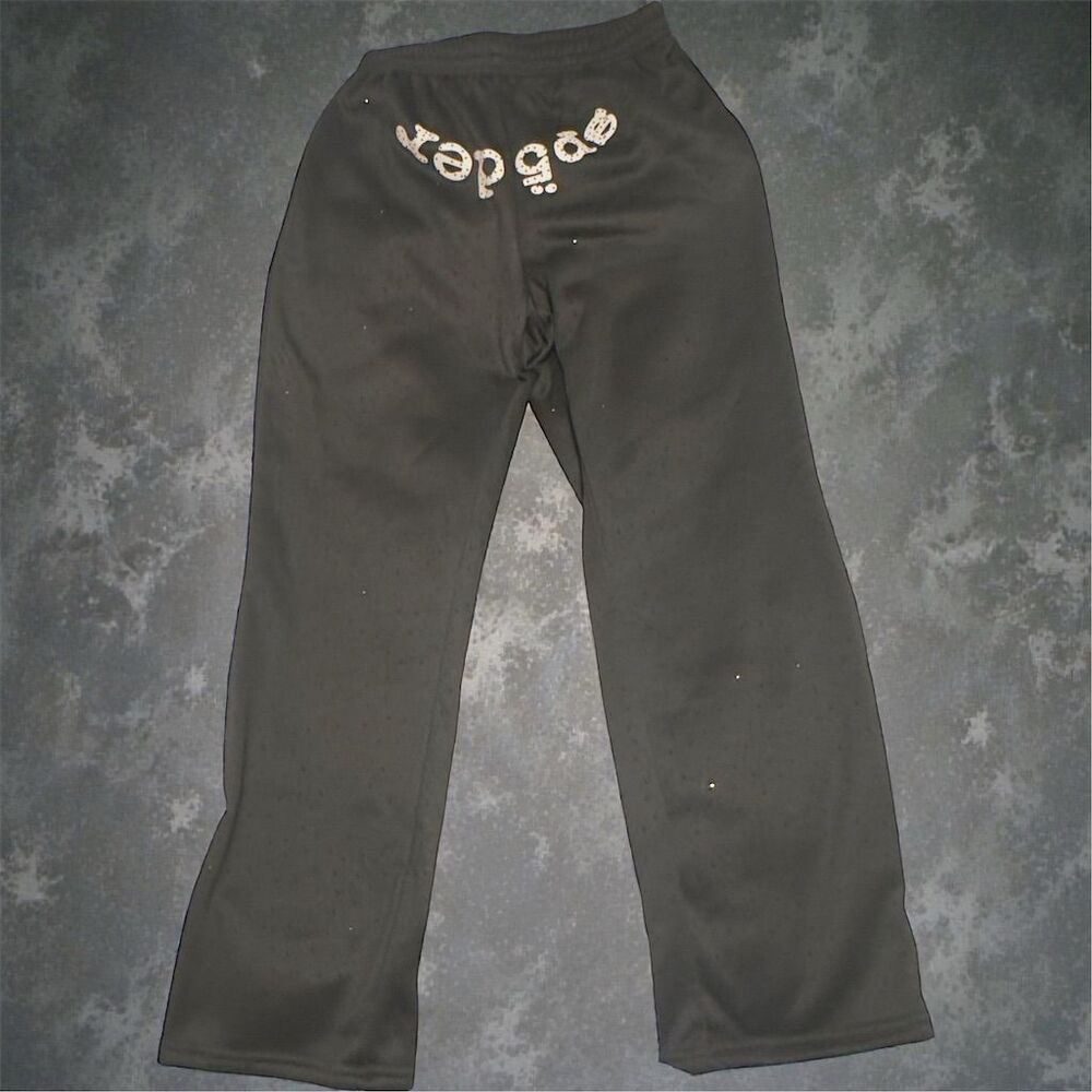 Sp5der Unisex Sweatpants Black XL Relaxed Fit Casual Elastic Waistband